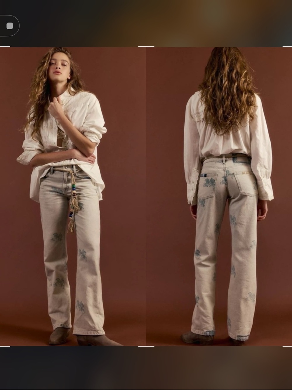 NWT We The Free Flowered Denim.